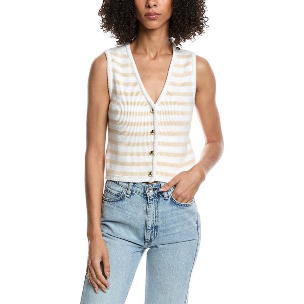 French Connection Womens  Stripe V Neck Cardigan